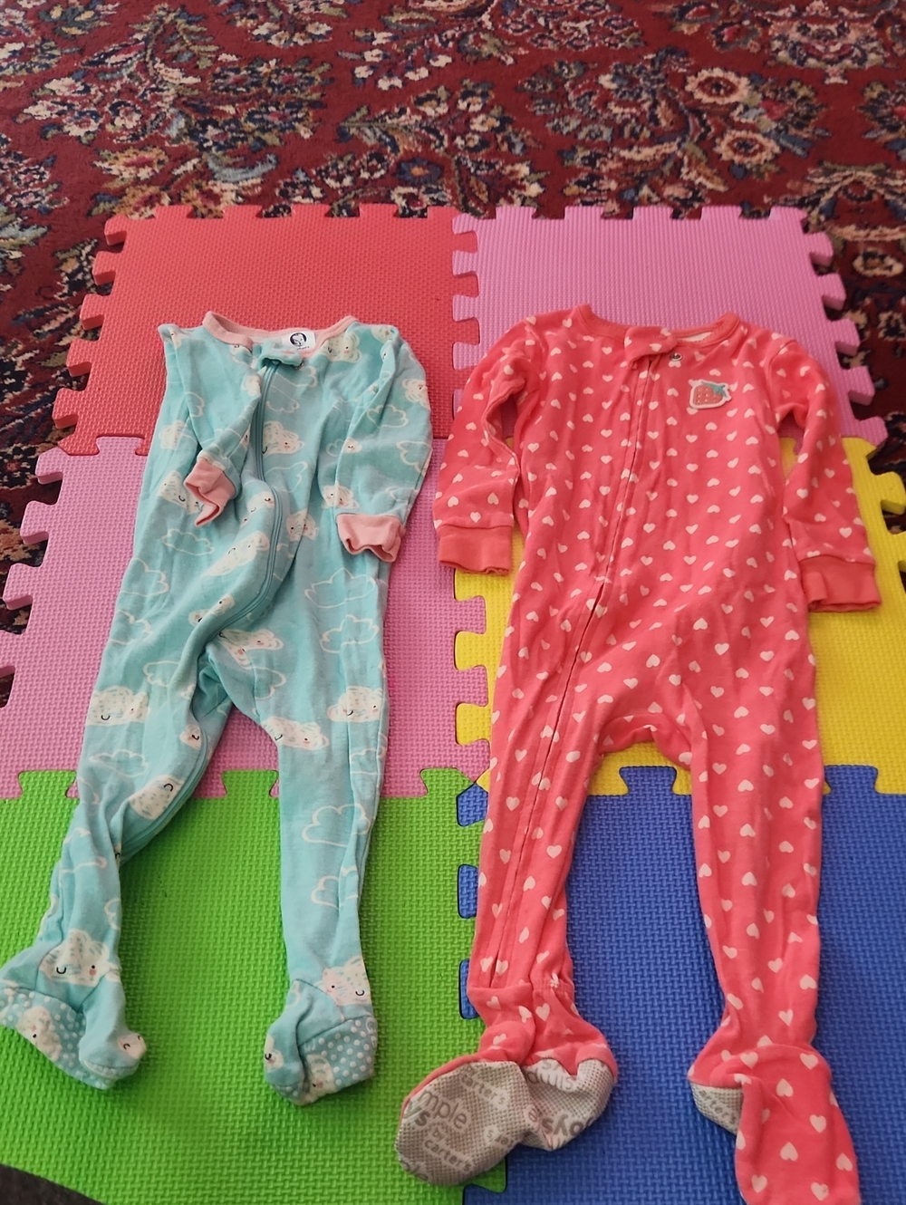 Toddler Pink Heart-Print Footed One-Piece Pajamas